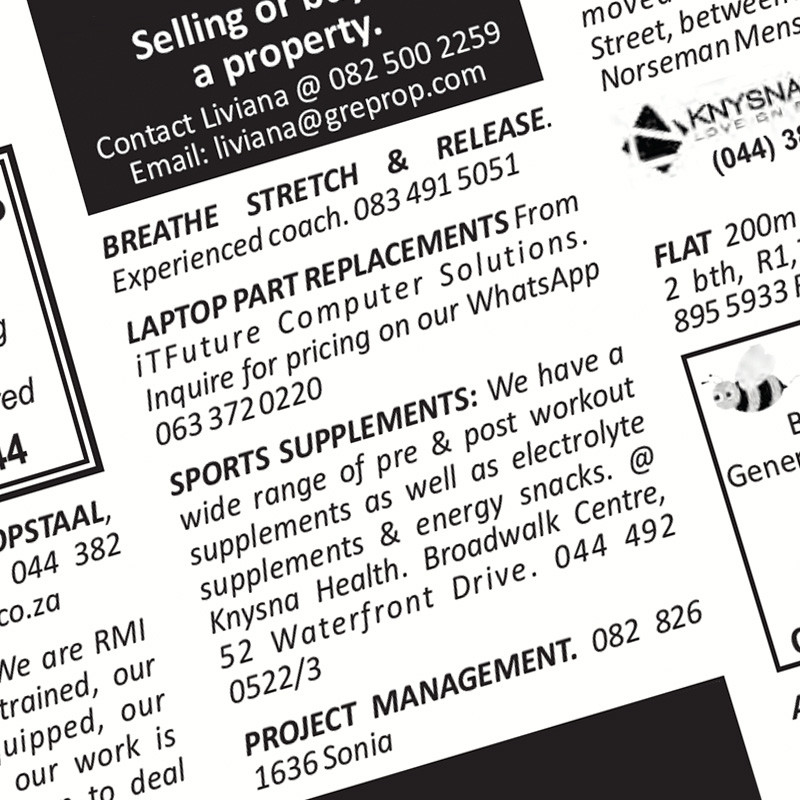 Place a classified ad in Action Ads